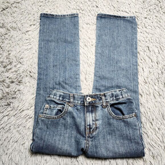 The Childrens Place Girls Blue Jeans Size 8 Bootcut Stretch Adj Waist 22X23 Kids - Picture 3 of 12